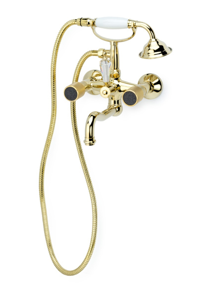 Смеситель для ванны(душ.ком) ROYAL CRYSTAL BLACK, золото, переключатель SW