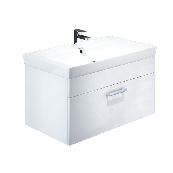 Тумба с умывальником, 80 см, подвесная, белая, New Mirro, IDDIS, NMIR80Wi95K