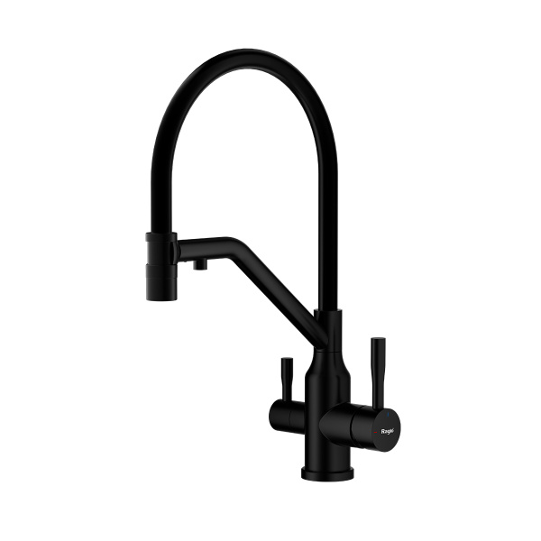 Смеситель Raglo для кухни с подключением к фильтру съёмный гибкий излив с магнитным фиксатором, черный R81.62.06