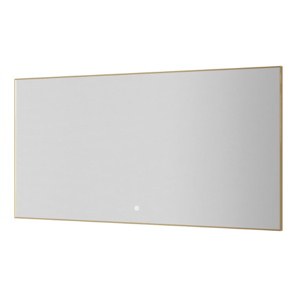 Прямоугольное зеркало , мет. рама, подсв., сенсор, антизапотевание, 140*70 GOLD 