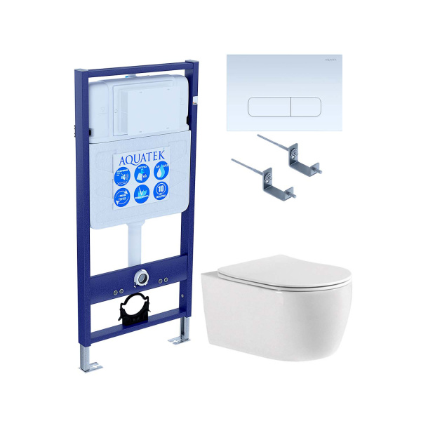 (рама AQUATEK Standard INS-0000012, клавиша KDI-0000013, крепеж KKI-0000002+унитаз ЕВРОПА AQ1106-00 с тонким сиденьем sc) SET AQUATEK ЕВРОПА cmp013