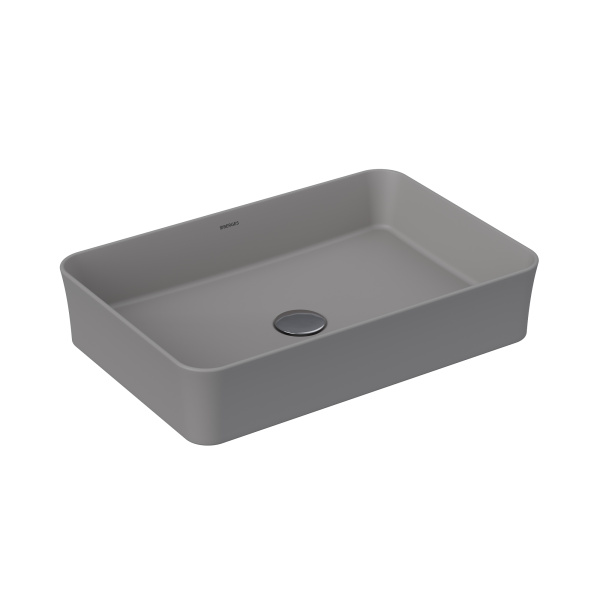 Накладная раковина из санфарфора Berges Ego SL матовый серый, размером 55х38х11,5 см. Прямоугольной  Накладная раковина из санфарфора Berges Ego SL матовый серый, размером 55х38х11,5 см. Прямоугольной  в магазинах СантехГид