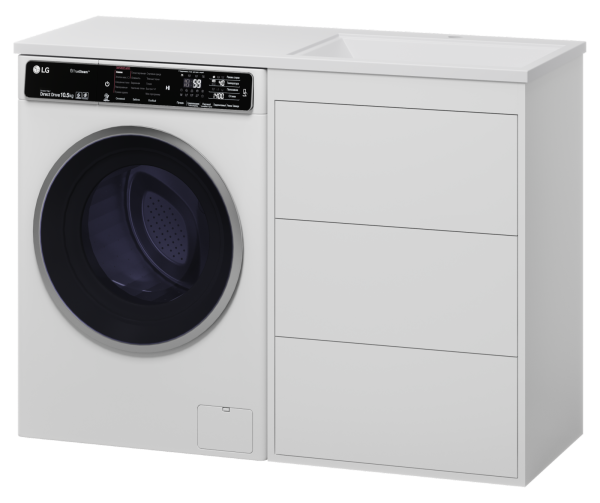 Тумба Brevita Grafit 60 под стиральную машину (белая) с раковиной Misty Гавана 120 правая