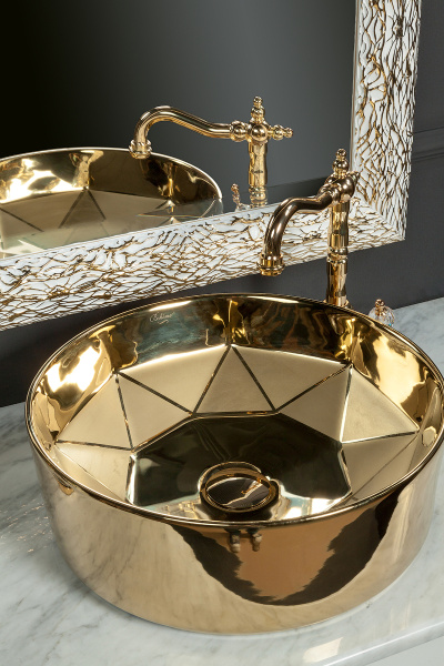 Зеркало LINEA 75х95 белое-золото 