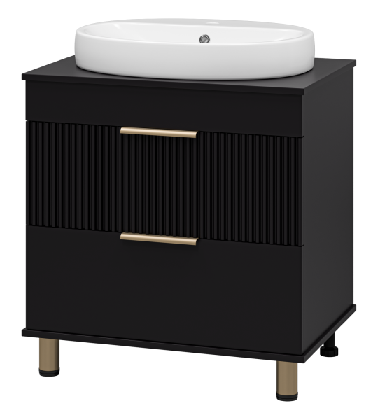 ENFIDA - 70 Тумба напольная 2 ящ. черная мат. эмаль + раковина