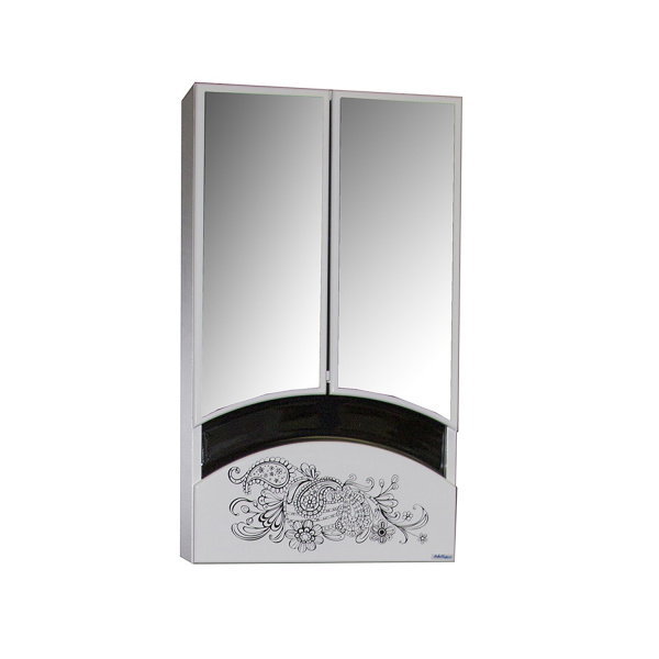 Зеркальный шкаф "РАДУГА-46" ЦВЕТЫ белый без подсветки