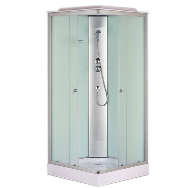 Душевая кабина Loranto 1000х1000х2150 белая, матовое стекло 4мм, поддон 13см, профиль сатин (CS-6411F, 100*100*215)