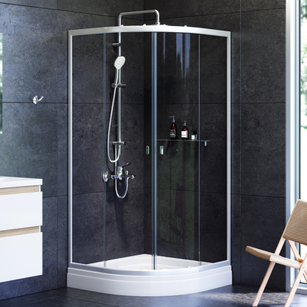 W88E-205-090MT64 X-Joy Twin Slide, Душевое ограждение c поддоном, 90x90, профиль мат хром 