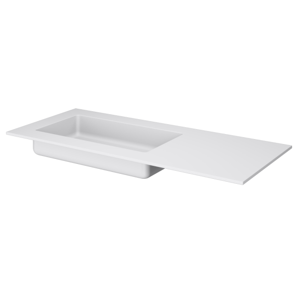 Раковина-моноблок QUATRO 120 WHITE (асимметричная) 1210*52*12 акрил в магазинах СантехГид