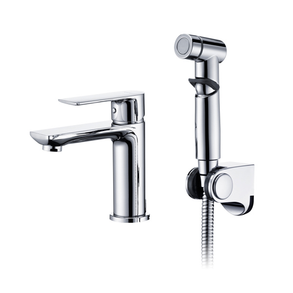 Смеситель Splenka для раковины с гигиеническим душем монолитный, хром S05.12