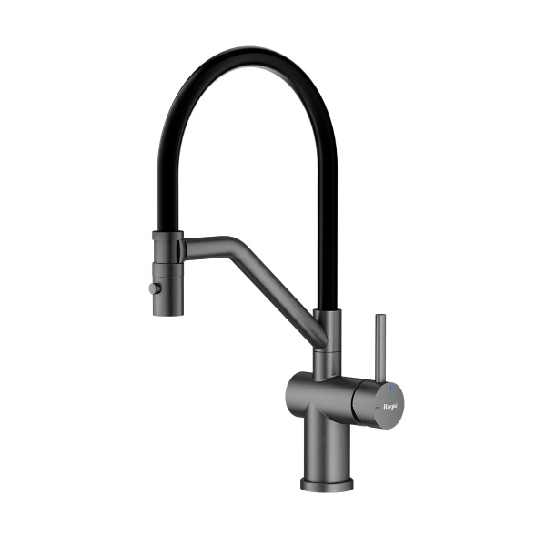 Смеситель Raglo для кухни съёмный гибкий излив с магнитным фиксатором, графит R86.41.09