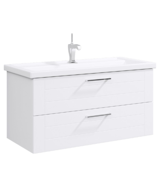 Подвесная тумба в белом глянцевом цвете с двумя ящиками