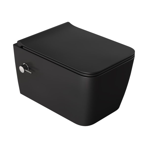 Унитаз подвесной Zen с биде матовый черный с крышкой