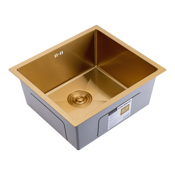 Кухонная мойка Splenka S700.5045.03 из нержавеющей стали в базу от 60см, сатин золотой