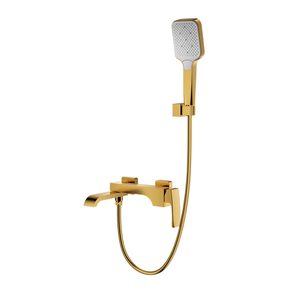 Смеситель Raglo для ванны и душа настенный излив поворотный 15 см, сатин золотой R02.30.03