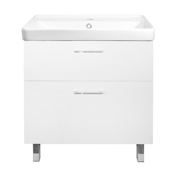 Комплект Тумба Azario Ника 70 Н 700х475х860 напольная, с раковиной Monte 70, белый глянцевый () CS00089990