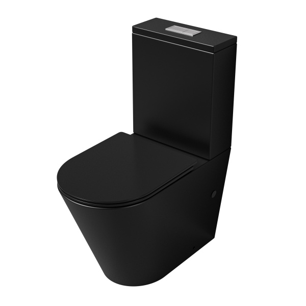 Унитаз напольный Grossman (640х360х835) безободковый,черный матовый с тонкой крышкой,мик GR-4458BMSQ