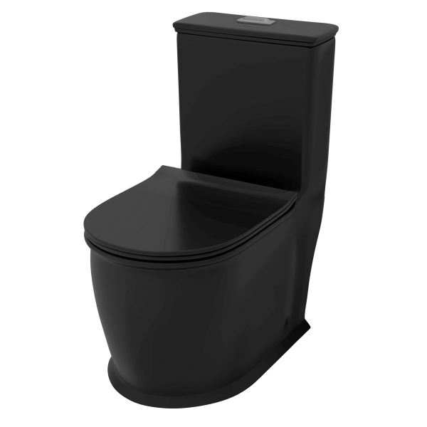 Унитаз напольный Grossman Retro (670х350х825) безободковый,черный матовый,моноблок с тонк GR-4492BMS