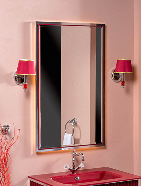 Зеркало MONACO с подсветкой 70*110CM глянец бордо + хром 