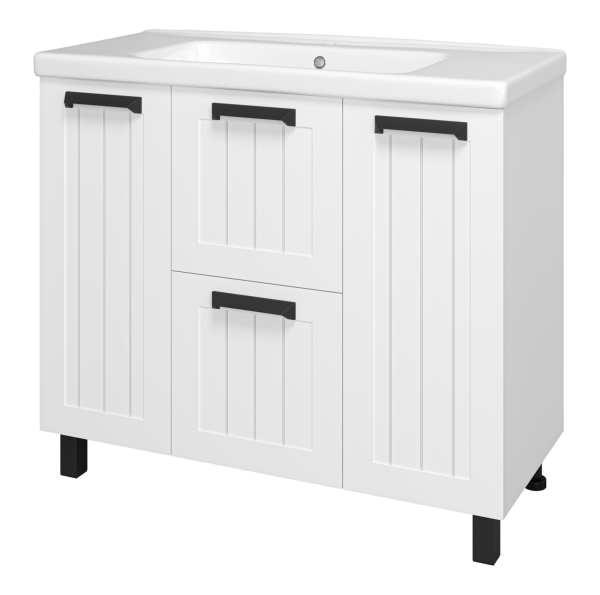 Спарта -100 Тумба напольная 2 дв. белая + раковина