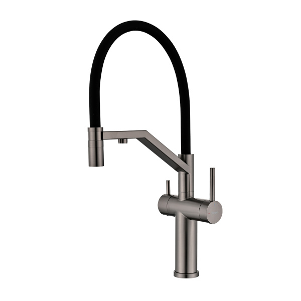 Смеситель Raglo R20.62.09 для кухни с подключением к фильтру съёмный гибкий излив  с магнитным фиксатором, графит