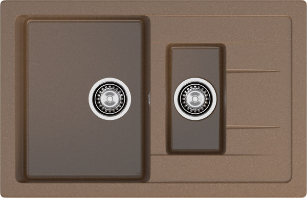 GRANFEST Мойка композит QUADRO GF-Q--775KL 1.5-чаш+крыло 775*500мм   терракот арт.GF-