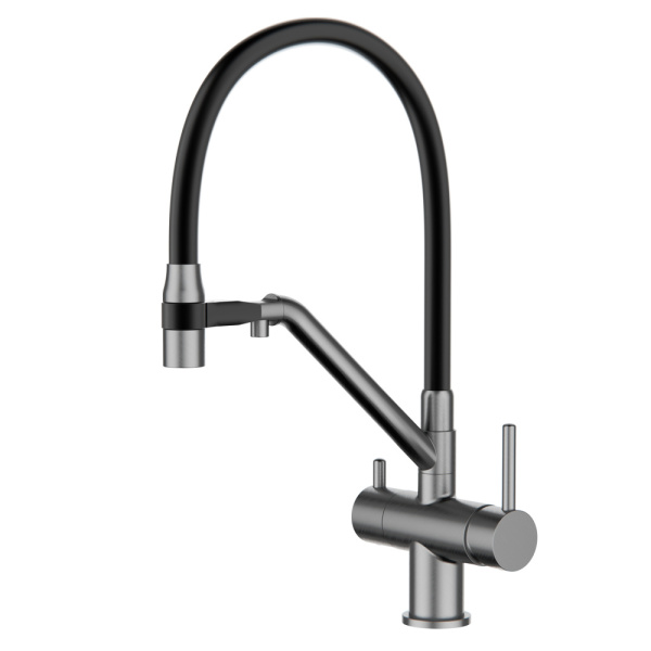 Смеситель для кухни с фильтром черный/оружейная сталь GAPPO G4398-89