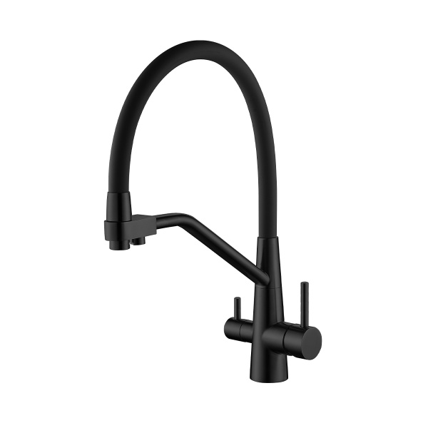 Смеситель Splenka S71.62.06 для кухни с подключением к фильтру съёмный гибкий излив с держателем, черный