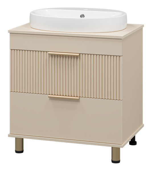 ENFIDA - 70 Тумба напольная 2 ящ. бежевая мат. эмаль + раковина