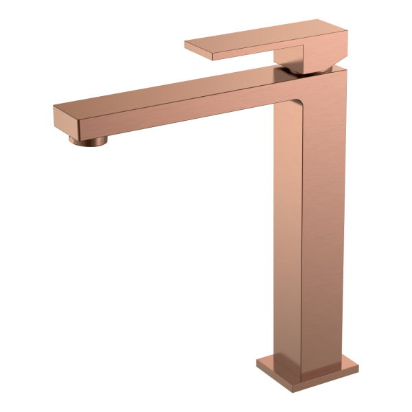 Смеситель для умывальника высокий Qubic Copper Brushed
