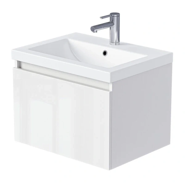Тумба Aris 60Н (590х870х440) 2я белая аляска/белый глянец