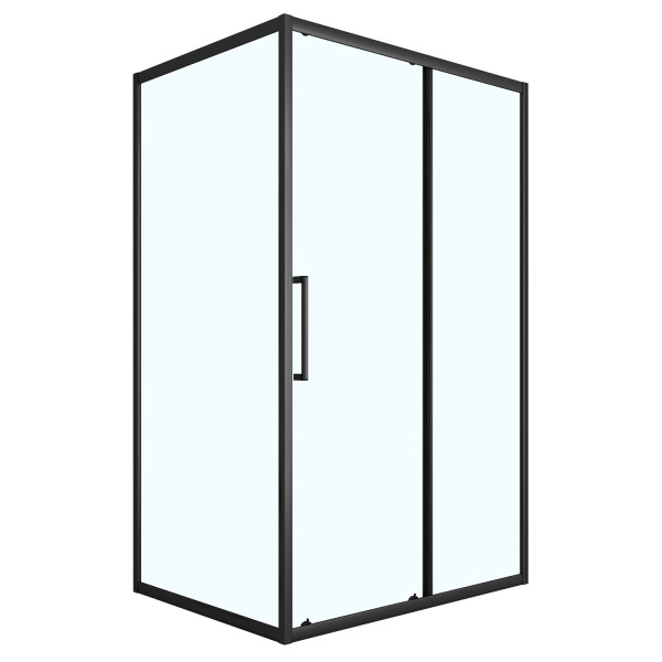 Душевое ограждение Loranto 120x80x190 раздвижная дверь, универсальная, прозрачное стекло 6 мм, профиль черный матовый (CS-AB02B-128) 