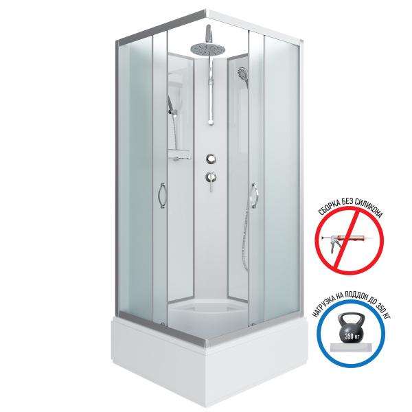 Душевая кабина Niagara Classic NG-1108-14BKT (90х90х210) средний поддон(26см),стекло матовое,4 места с полкой