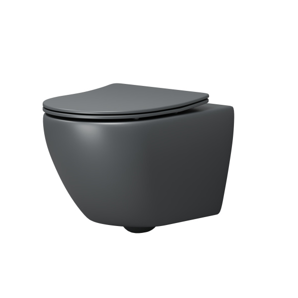 Унитаз подвесной Grossman (520х360х320) безободковый,смыв торнадо,серый матовый GR-4457GMSQ