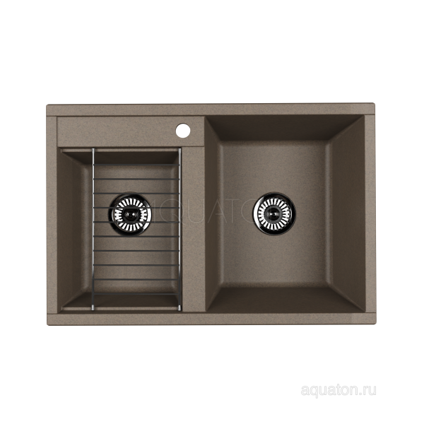 Мойка кухонная Aquaton Делия 78 DBL серый шелк