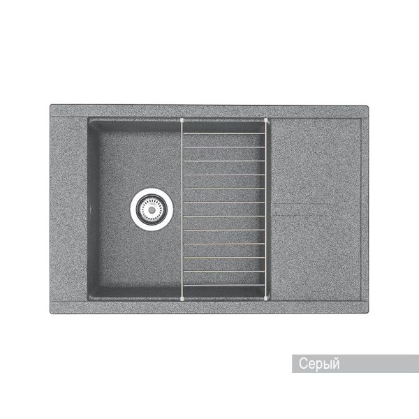 Мойка для кухни AQUATON Делия 78 прямоугольная с крылом серая 1A715132DE230