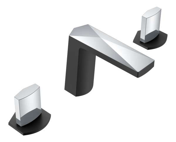 Смеситель врезной на 3отв. VENTURO черный-хром, ручка ICE