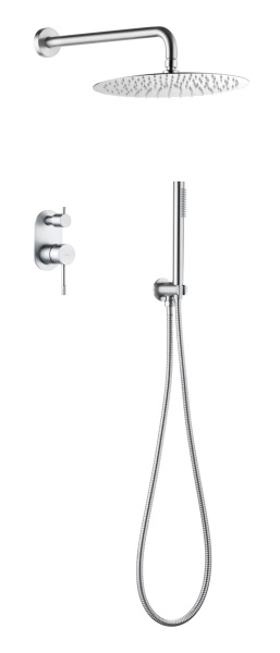 Смеситель встроенный + верхний+ ручной душ, Uno. Хром