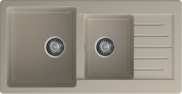 GRANFEST Мойка композит PRACTIK GF-P--980KL  2 чаши с  крылом 980*510 мм топаз  арт.GF-