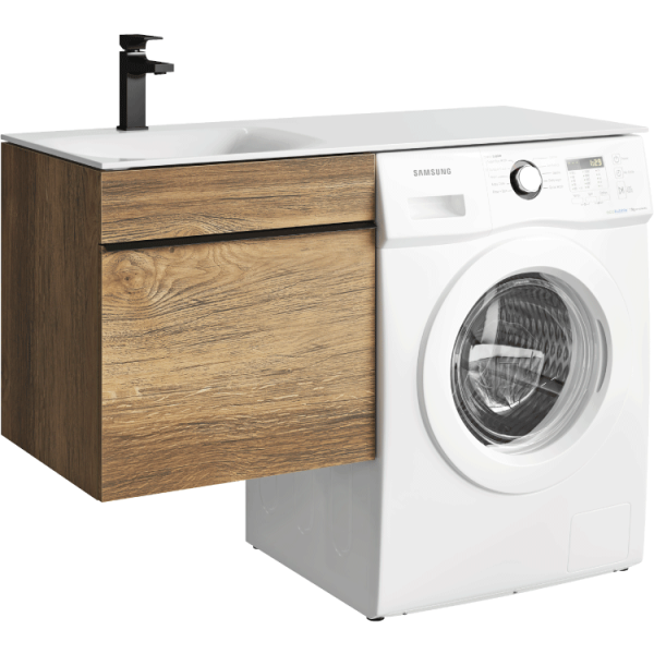 Подвесная тумба под стиральную машину с одним ящиком 115 см, цвет дуб балтийский