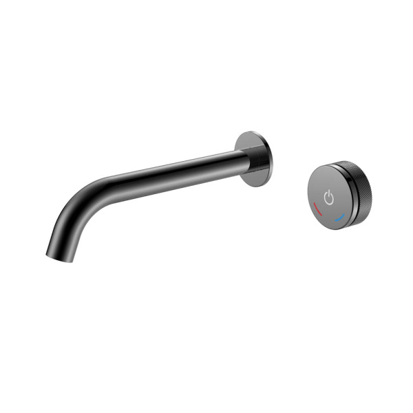 Смеситель автоматический для раковины из стены на 2 отв. TECH Shine Gun Metal