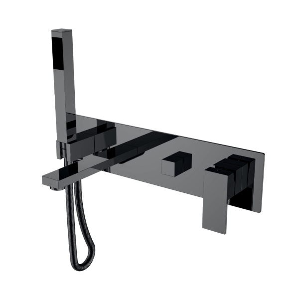 Смеситель для ванны встроенный Qubic Shine Gun Metal