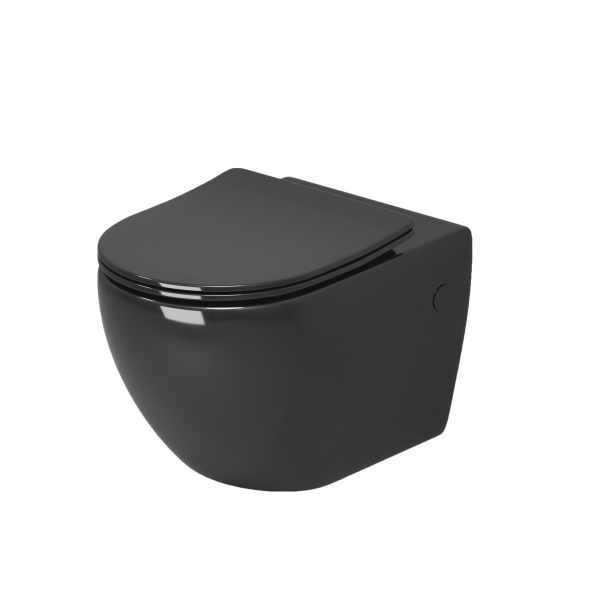 Унитаз подвесной Grossman Color GR-4411BS (560х360х350) безободковый,черный с тонкой крышкой