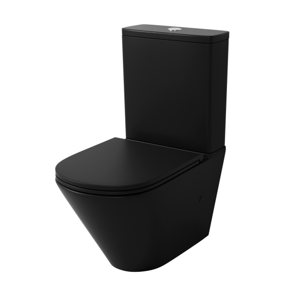 Унитаз напольный Grossman (670*380*850) безободковый,черный матовый с тонкой крышкой, ми GR-4449BMSQ