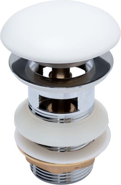 Донный клапан Aquanet белый матовый, с переливом в магазинах СантехГид