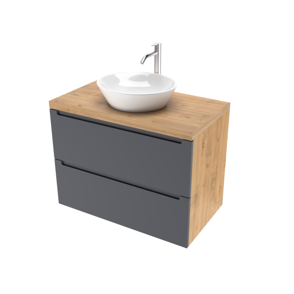 Тумба под раковину/столешницу Дион 60 Графит мат/Дуб