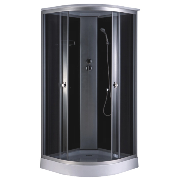 Душевая кабина Loranto 880х880х2150 черное заднее стекло, поддон 14 см, тонированное стекло 4 мм, профиль хром матовый (CS-881EA13TM/B-90)