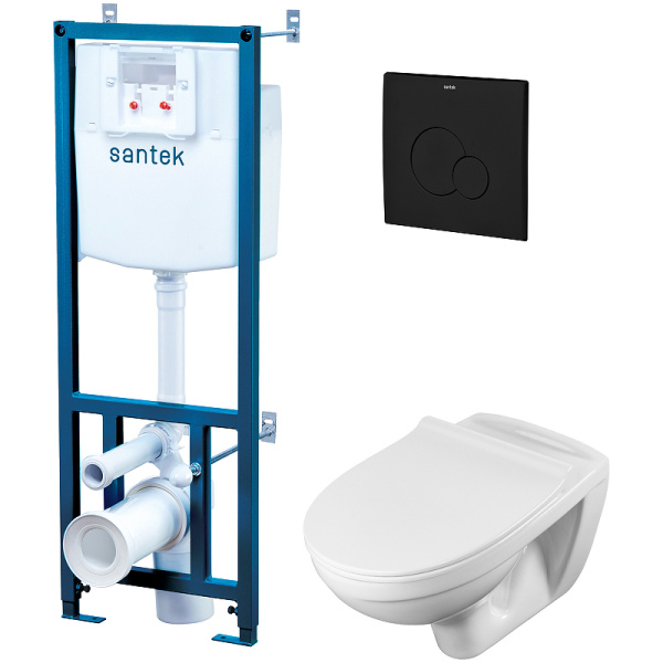 ПЭК Santek Бореаль 1WH501775 подвесная чаша + инсталляция +сиденье микролифт +панель черного цвета