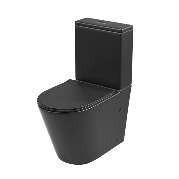 Унитаз напольный Grossman (640х360х835) безободковый,черный матовый с тонкой крышкой,микр GR-4458BMS