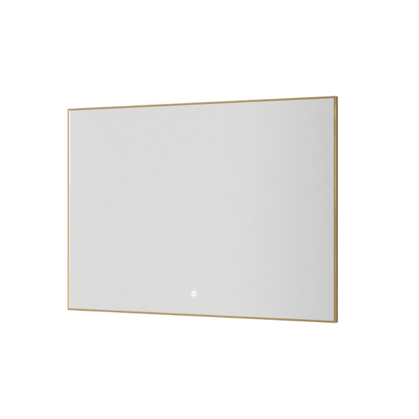 Прямоугольное зеркало , мет. рама, подсв., сенсор, антизапотевание, 100*70 GOLD 
